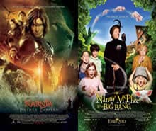 Film posters for The Chronicles of Narnia: Prince Caspian and Nanny McPhee and the Big Bang